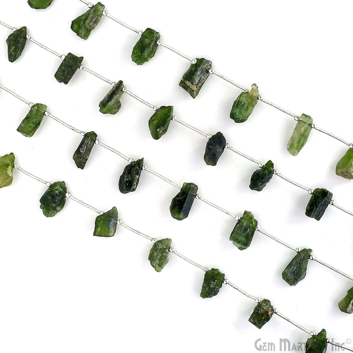 Green Apatite Rough Beads, 9.5 Inch Gemstone Strands, Drilled Strung Briolette Beads, Free Form, 12x20mm