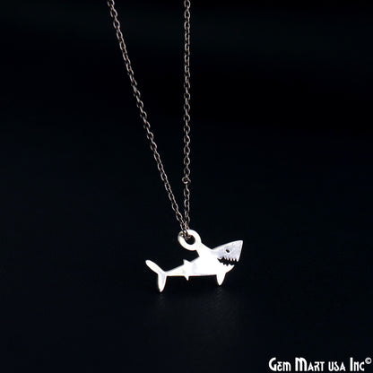 Shark Fish Charm Laser Finding Silver Plated Charm For Bracelets & Pendants