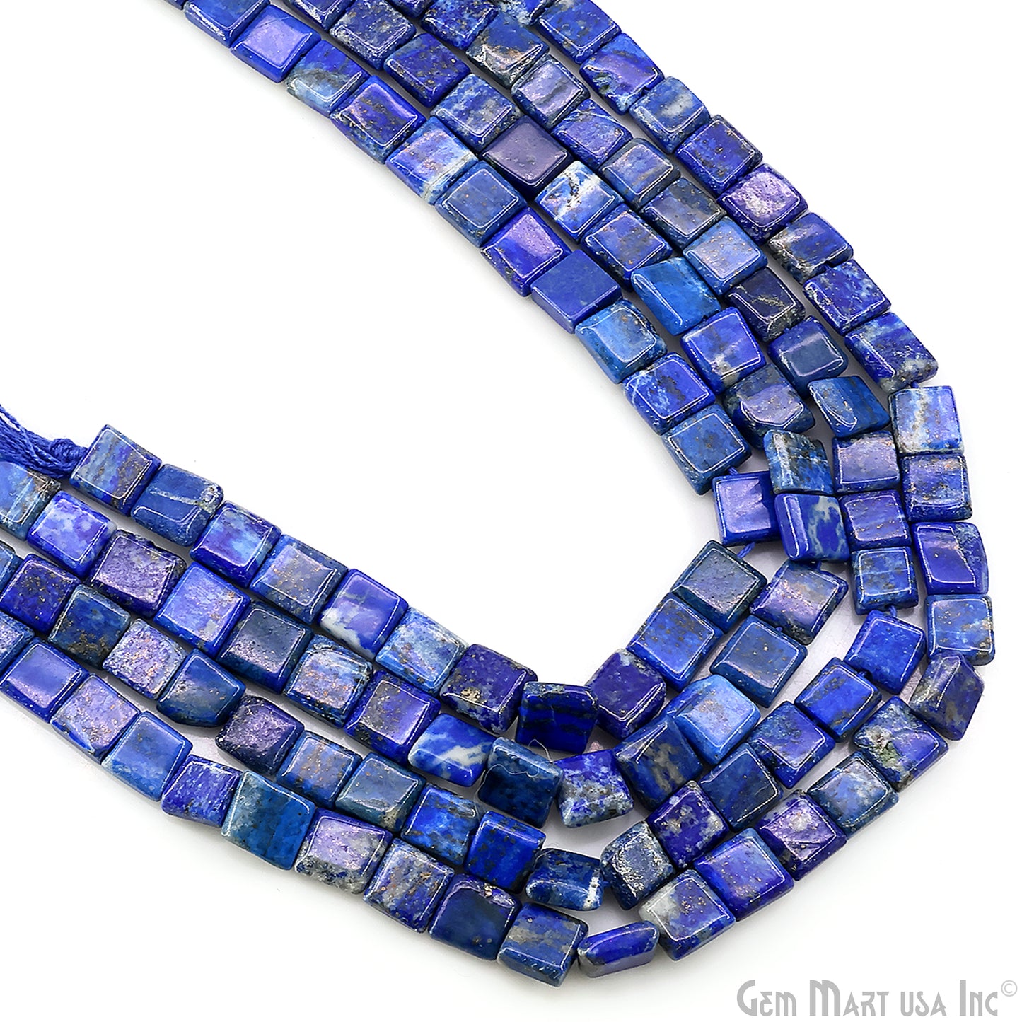 Lapis Faceted Square Drilled Beads 7-10X6-7mm Waist Beads, Rondelle Bead Strand 13 Inch