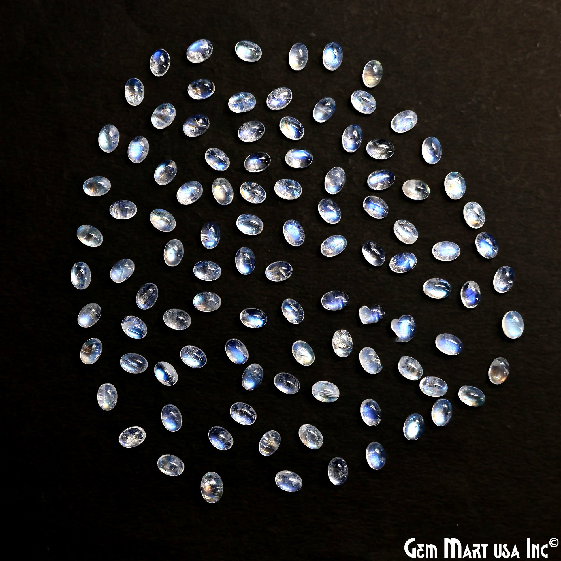 Rainbow Moonstone Wholesale Gemstones, 100% Natural Semi-Precious Gems, Rainbow Cabochons Loose Gems, 7x5mm, Oval, 5 Carats