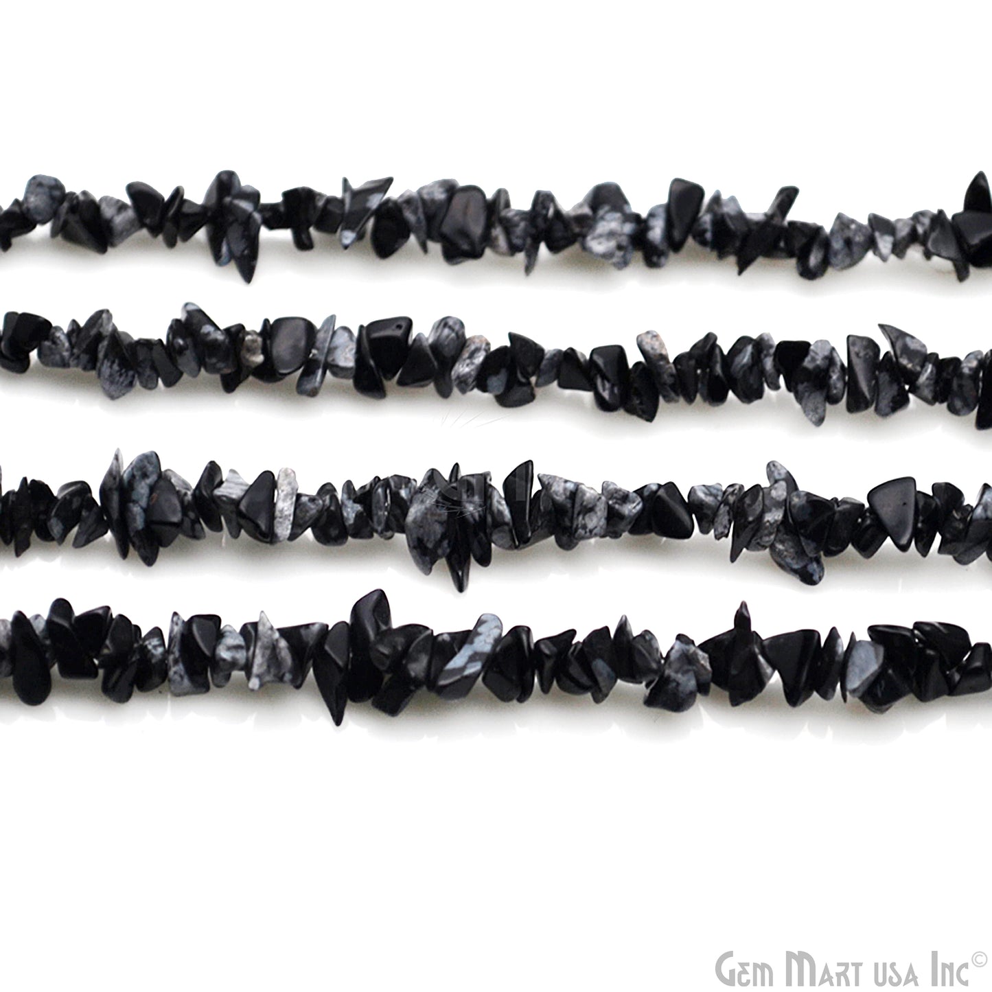 Black Obsidian Chip Beads, 34 Inch, Natural Chip Strands, Drilled Strung Nugget Beads, 3-7mm, Polished, GemMartUSA (CHBO-70001)