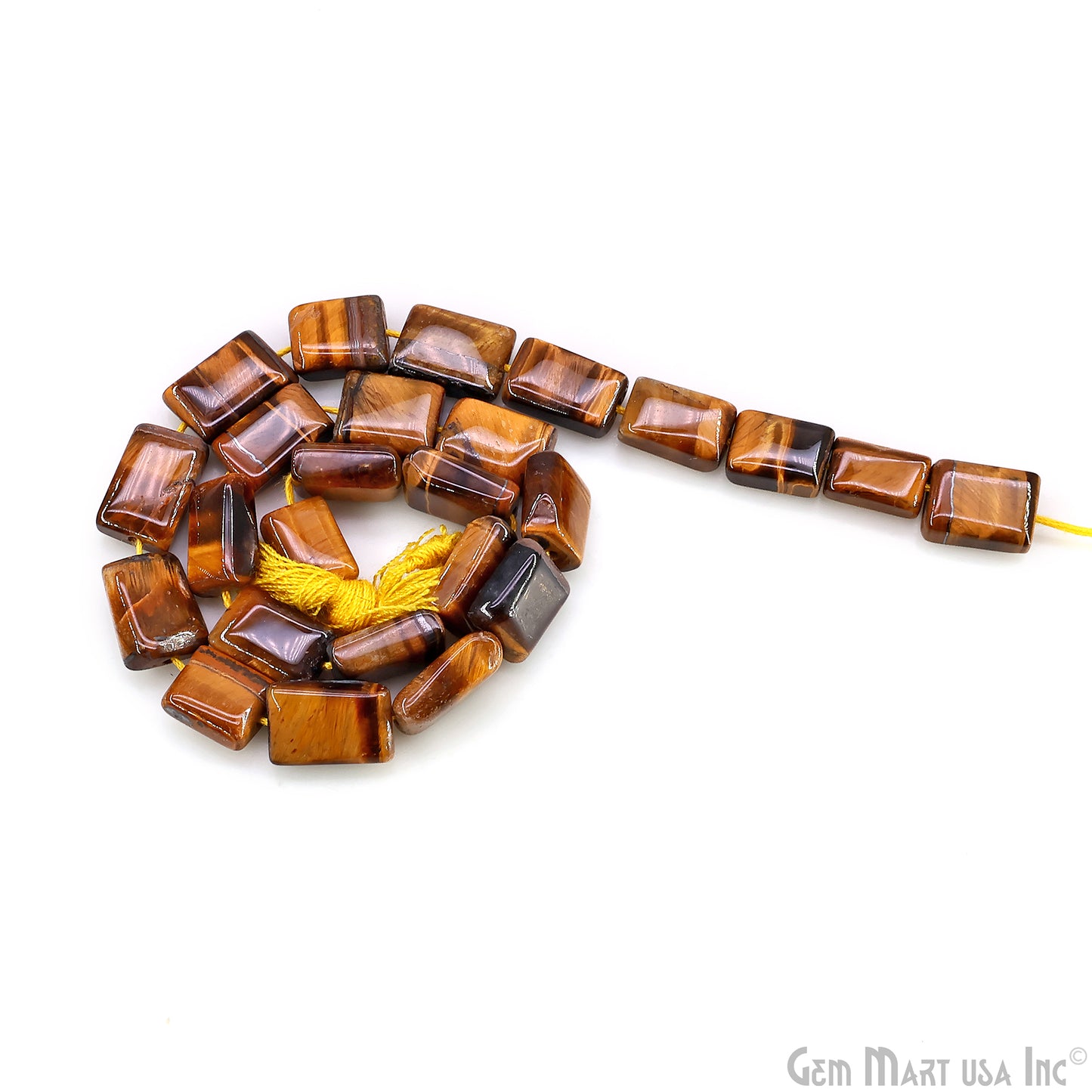 Tiger Eye Smooth Square Drilled Beads 7-10X6-7mm Waist Beads, Rondelle Bead Strand 13 Inch