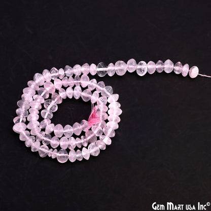 Rose Quartz Smooth Round Drilled Beads 4-6mm Waist Beads, Rondelle Bead Strand 13 Inch