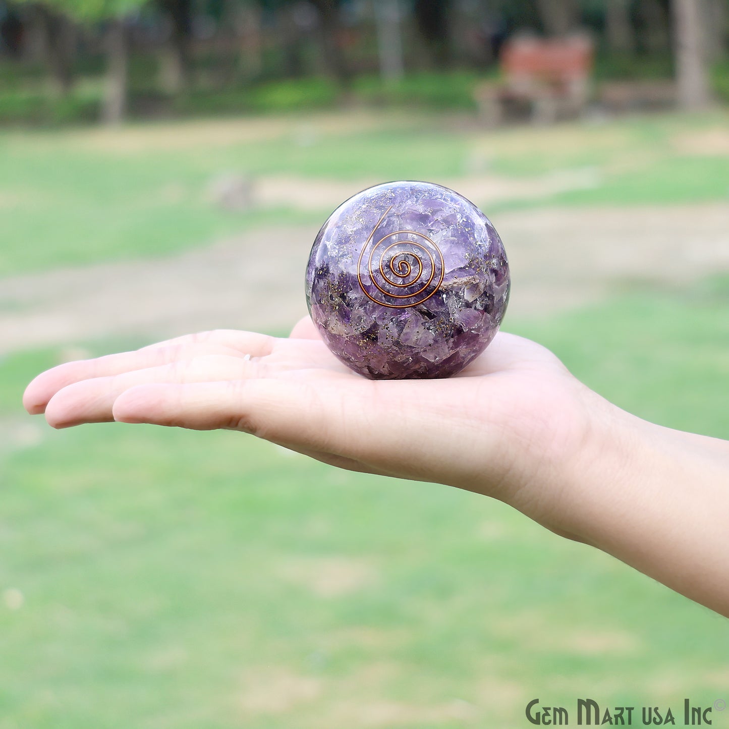 Amethyst Healing Gemstone Sphere 2" - Reiki Meditation Ball, Chakra Balancing, Orgone Energy, Spiritual Healing, Home Decor