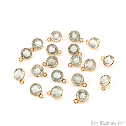 Round 8mm Brilliant Cut Gold Plated Bezel Single Bail Gemstone Connector