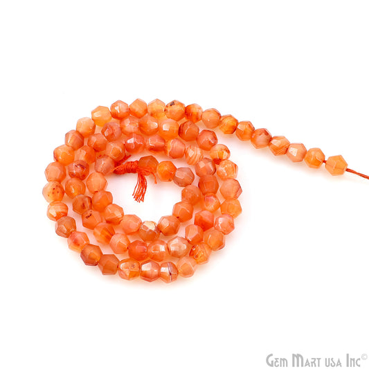 Shaded Carnelian Faceted Round Drilled Beads 5-7mm Waist Beads, Rondelle Bead Strand 13 Inch