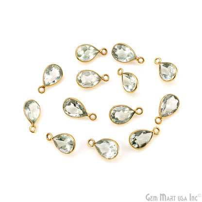 Pears 7x10mm Brilliant Cut Gold Plated Bezel Single Bail Connector