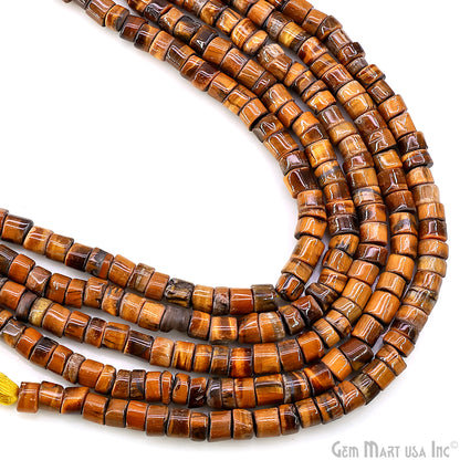 Tiger Eye Smooth Tyre Drilled Beads 5-6mm Waist Beads, Rondelle Bead Strand 14 Inch