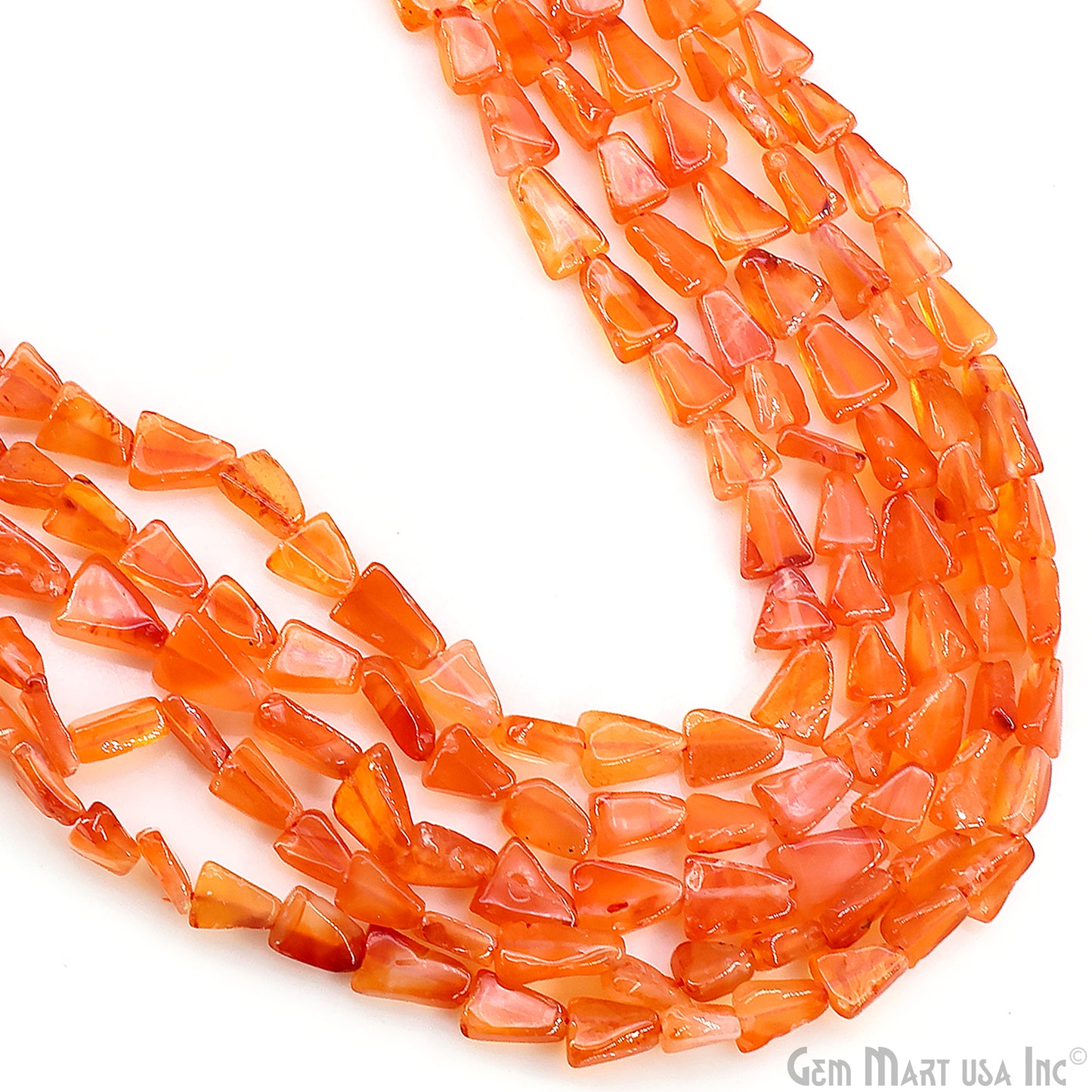 Carnelian Smooth Triangle Drilled Beads 4-7mm Waist Beads, Rondelle Bead Strand 14 Inch