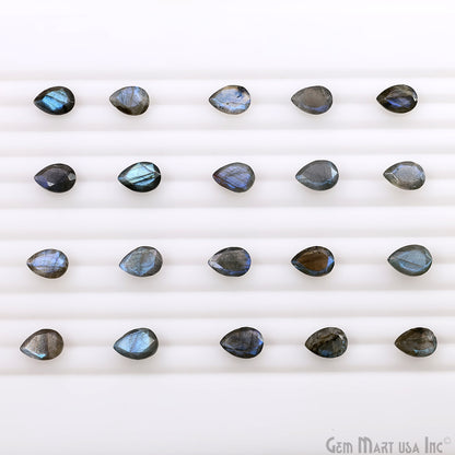 Labradorite Wholesale Gemstones, 100% Natural Semi-Precious Gems, Blue Flash Faceted Loose Gems, 7x10mm, Pears, 4PC Lot