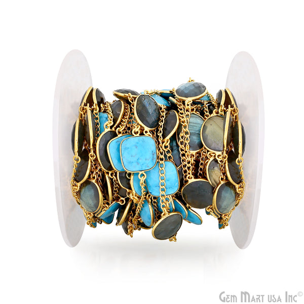 Turquoise With Labradorite 15mm...
