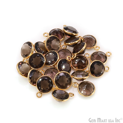 Round 9mm Brilliant Cut Gold Plated Bezel Single Bail Gemstone Connector