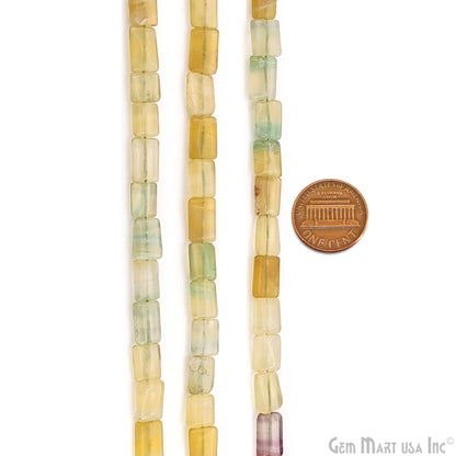 Fluorite Smooth Square Drilled Beads 7-10X6-7mm Waist Beads, Rondelle Bead Strand 13 Inch