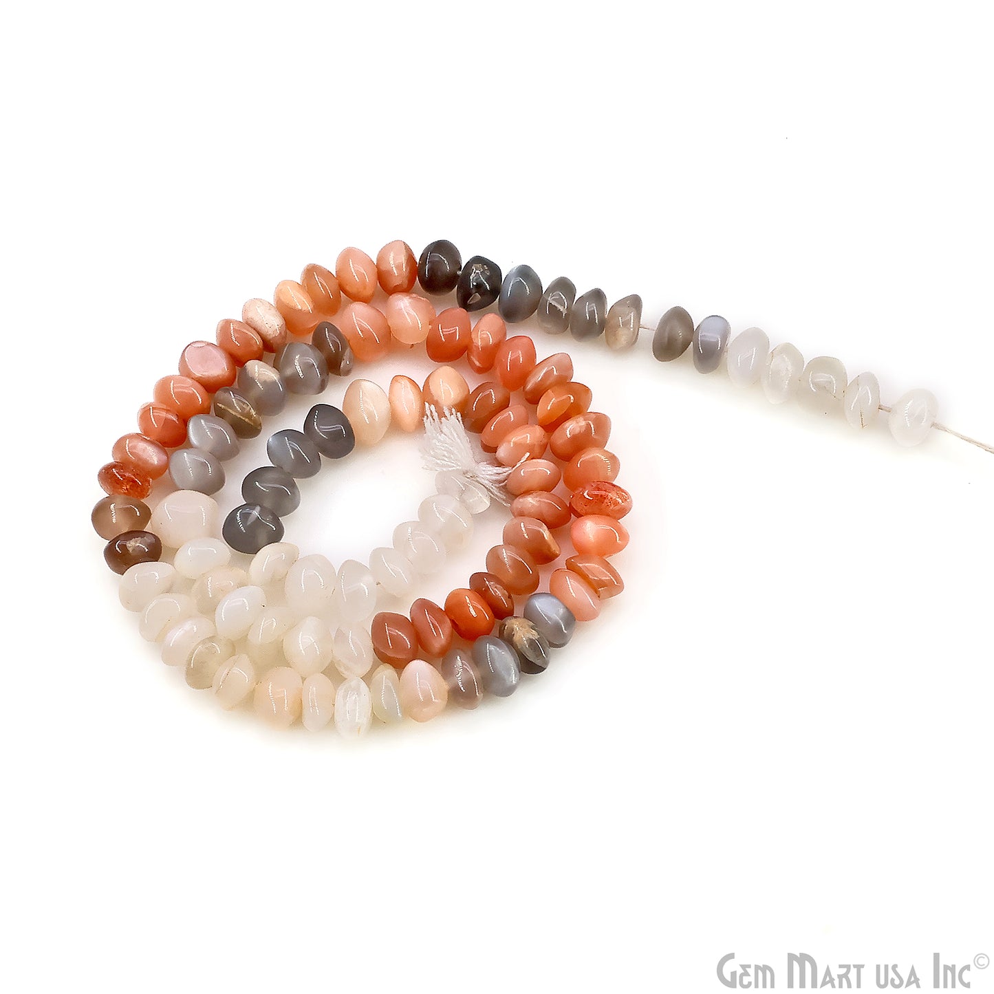 Multi Moonstone Smooth Round Drilled Beads 4-6mm Waist Beads, Rondelle Bead Strand 13 Inch