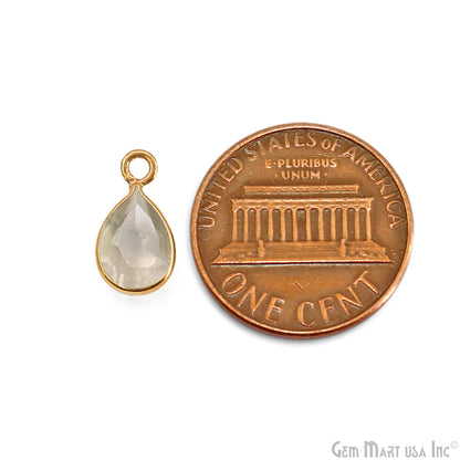 Pears 6x9mm Brilliant Cut Gold Plated Bezel Single Bail Gemstone Connector