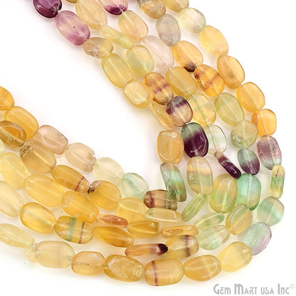 Fluorite Tumble Beads Free Form Drilled Beads 9-13X6-7mm Waist Beads, Rondelle Bead Strand 13 Inch