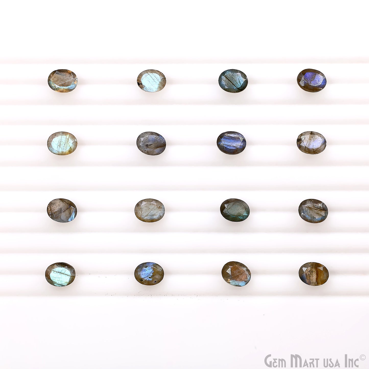 Labradorite Wholesale Gemstones, 100% Natural Semi-Precious Gems, Blue Flash Faceted Loose Gems, 7x9mm, Oval, 4PC Lot