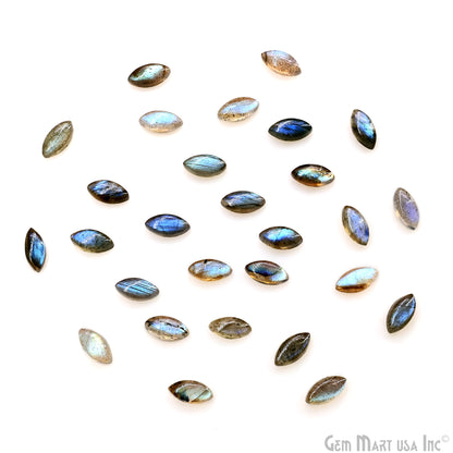 Labradorite Wholesale Gemstones, 100% Natural Semi-Precious Gems, Blue Flash Cabochon Loose Gems, 5x10mm, Marquise, 5PC Lot