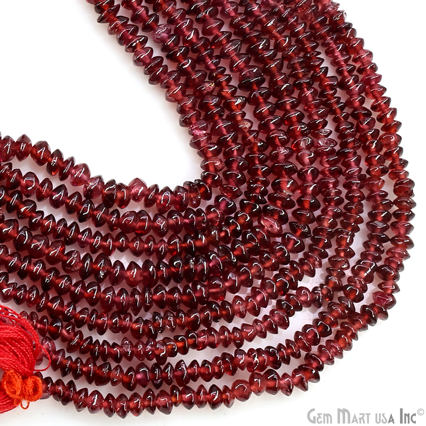 Garnet Faceted Round Drilled Beads 3-4mm Waist Beads, Rondelle Bead Strand 14 Inch