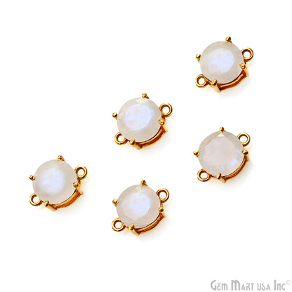 Rainbow Moonstone Prong Setting Gold Plated Flashy Gemstone Connector