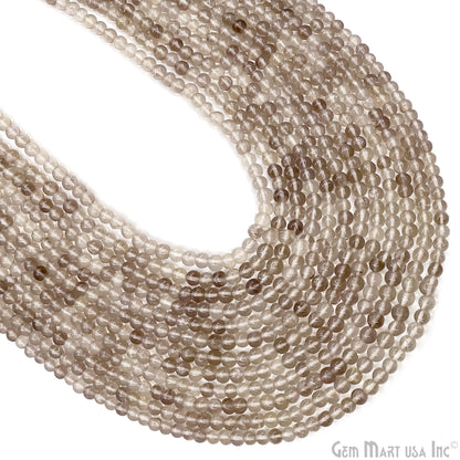 Smoky Topaz Smooth Round Drilled Beads 3-5mm Waist Beads, Rondelle Bead Strand 13 Inch