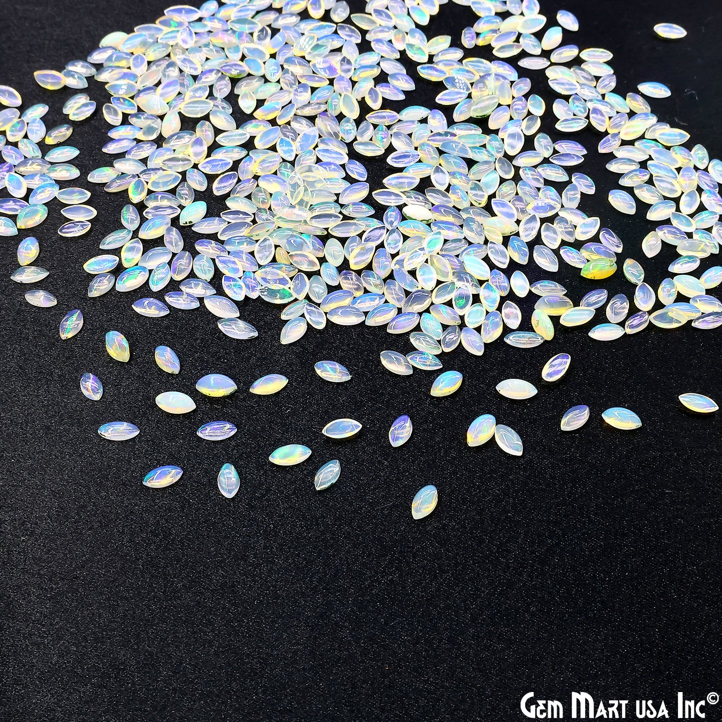 Ethiopian Opal Wholesale Gemstones, 100% Natural Precious Gems, Rainbow Cabochons Loose Gems, 3x6mm, Marquise, 10PC