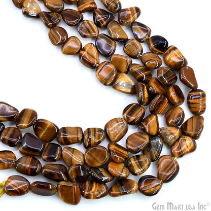 Tiger Eye Tumble Beads Free Form Drilled Beads 7-8X10-13mm Waist Beads, Rondelle Bead Strand 15 Inch