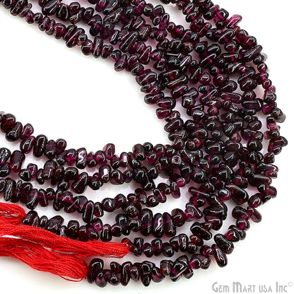 Garnet Smooth Free Form Drilled Beads 3-4X5-7mm Waist Beads, Rondelle Bead Strand 13 Inch