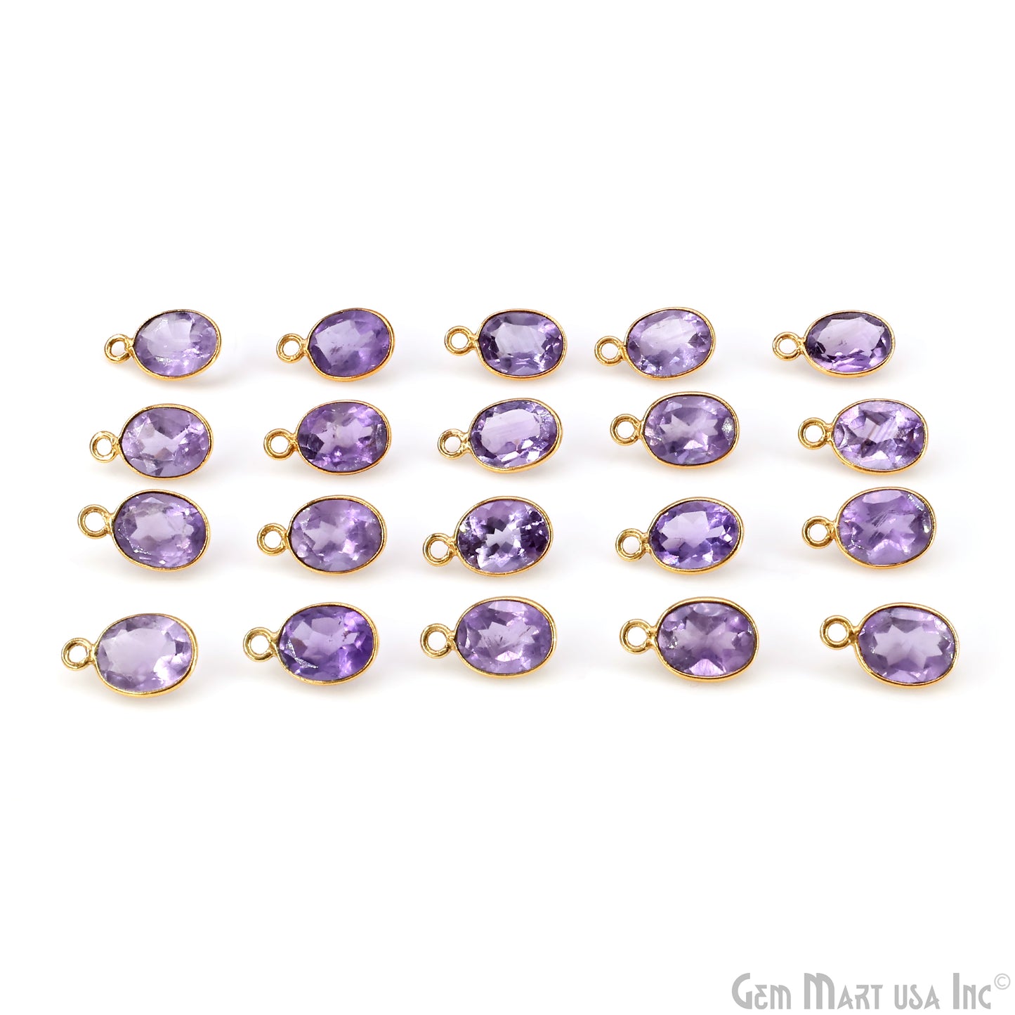 Oval 7x9mm Brilliant Cut Gold Plated Bezel Single Bail Connector