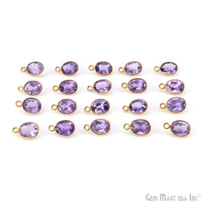 Oval 7x9mm Brilliant Cut Gold Plated Bezel Single Bail Connector