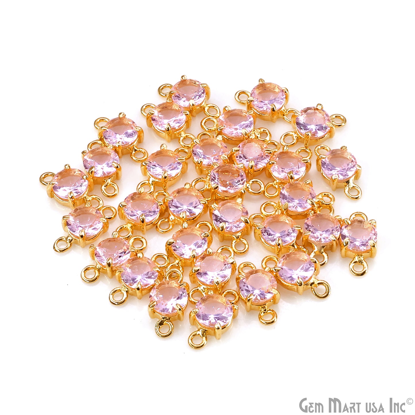 Morganite Prong Setting Gold Plated Flashy Gemstone Double Bail Connector