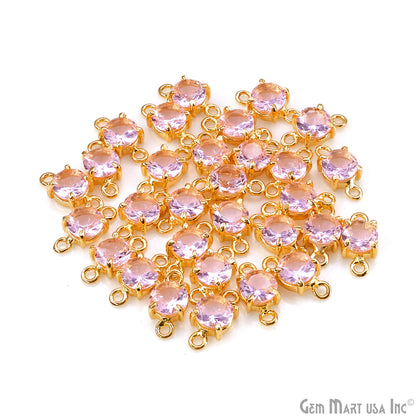 Morganite Prong Setting Gold Plated Flashy Gemstone Double Bail Connector