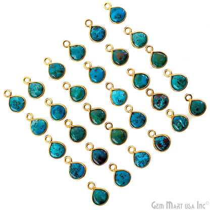 Chrysocolla Heart 6mm Gold Plated Single Bail Bezel Gemstone Connector