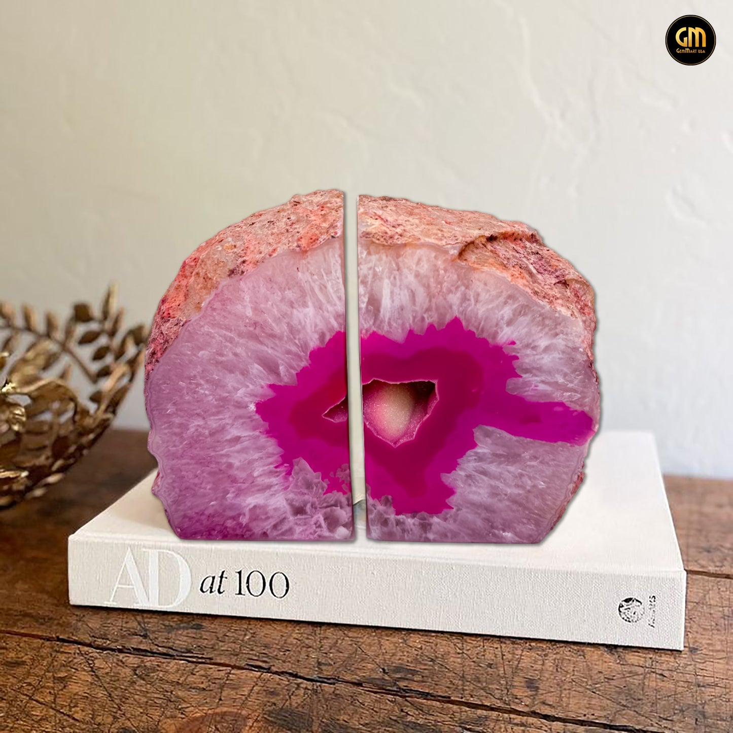 Natural Pink Agate Geode Bookend Pair (2-4lbs, 4-6inch) Home Decor *Ships Free