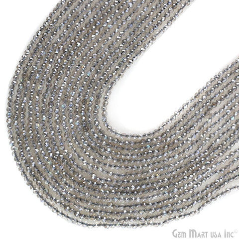 Mystique Labradorite Rondelle Beads, 13 Inch Gemstone Strands, Drilled Strung Nugget Beads, Faceted Round, 1.5-2mm