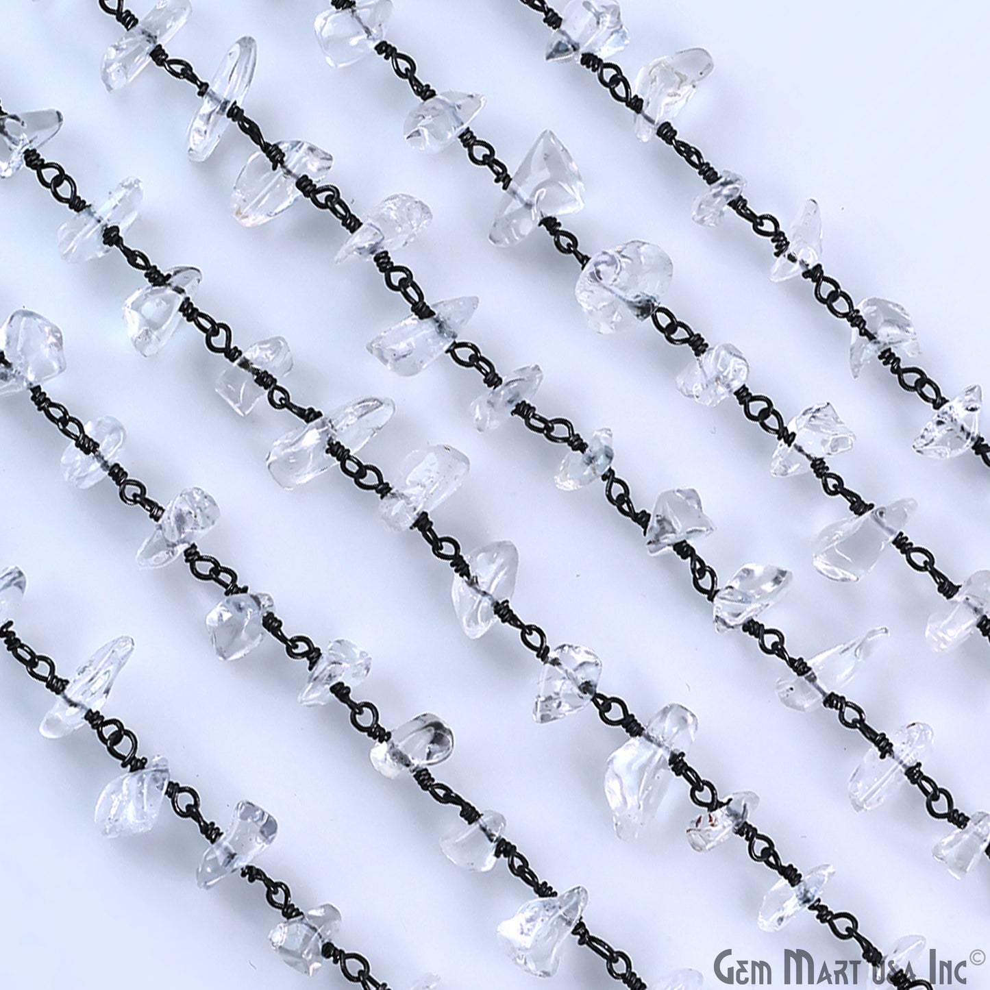 Crystal Nugget Chip Beads Silver Wire Wrapped Rosary Chain