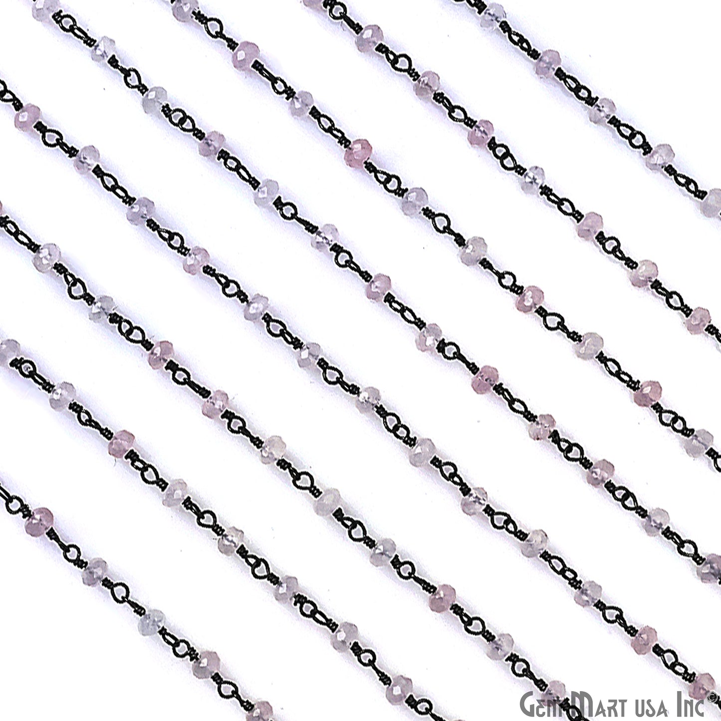 Rose Quartz 3mm Oxidized Wire Wrapped Gemstone Beads Rosary Chain