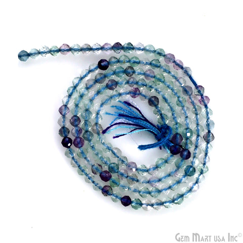 Blue Flourite Rondelle Beads, 13 Inch Gemstone Strands, Drilled Strung Nugget Beads, Faceted Round, 2-2.5mm