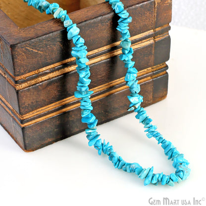 Turquoise Chip Beads, 34 Inch, Natural Chip Strands, Drilled Strung Nugget Beads, 3-7mm, Polished, GemMartUSA (CHTR-70001)