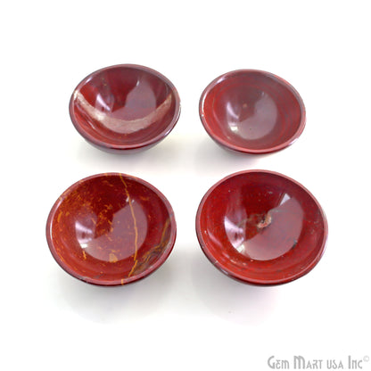 Natural Red Jasper Mini Carved Gemstone Bowl Cup 2 inch