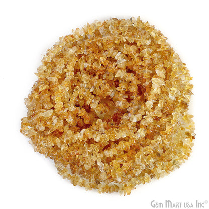 Citrine Chip Beads, 34 Inch, Natural Chip Strands, Drilled Strung Nugget Beads, 3-7mm, Polished, GemMartUSA (CHCI-70001)