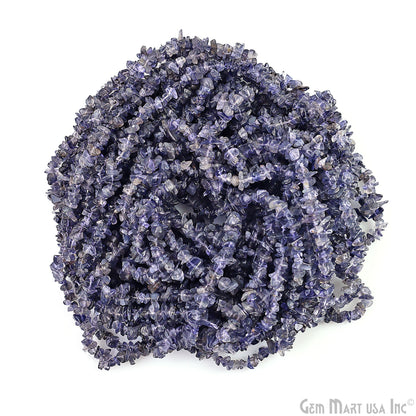 Iolite Chip Beads, 34 Inch, Natural Chip Strands, Drilled Strung Nugget Beads, 3-7mm, Polished, GemMartUSA (CHIO-70001)