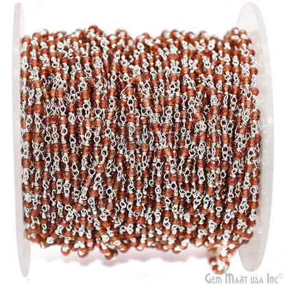 Garnet Silver Plated Wire Wrapped Gemstone Beads Rosary Chain