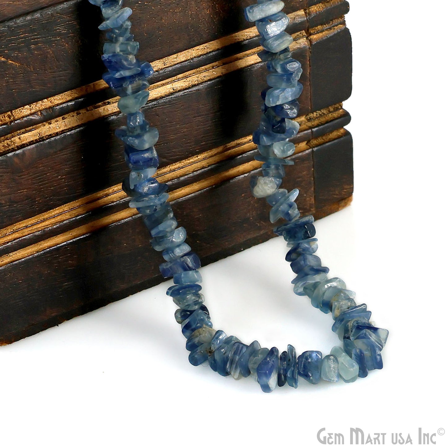 Kyanite Chip Beads, 34 Inch, Natural Chip Strands, Drilled Strung Nugget Beads, 3-7mm, Polished, GemMartUSA (CHKY-70001)