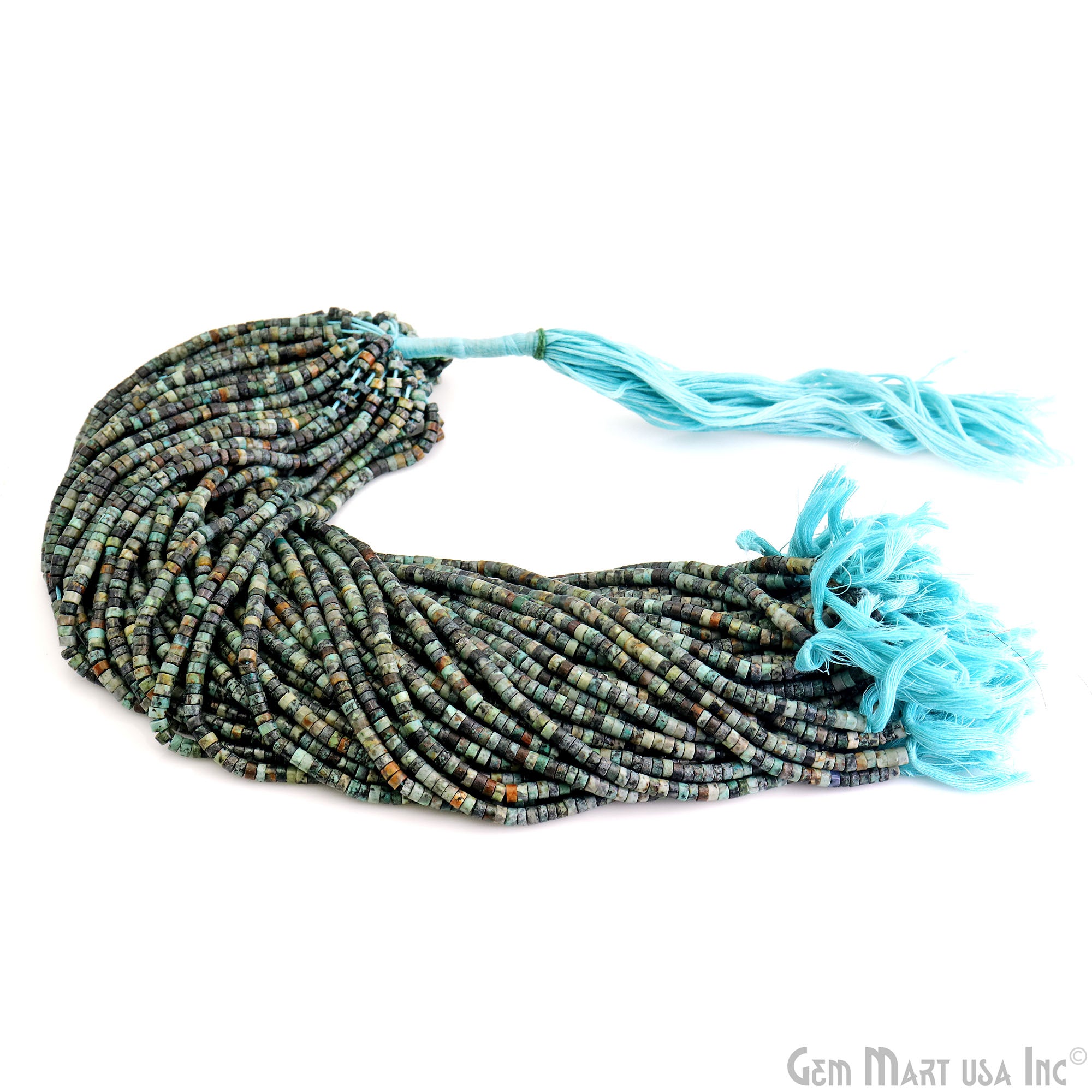 African Turquoise Beaded 4mm 13" Length Gemstone Rondelle Beads