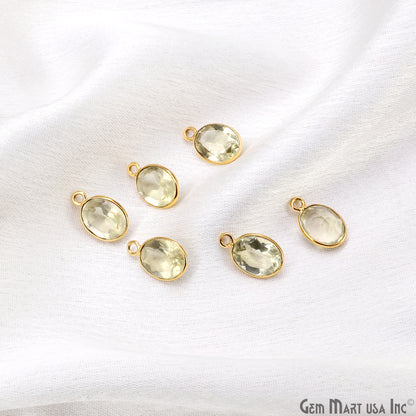 Oval 8x10mm Brilliant Cut Gold Plated Bezel Single Bail Connector