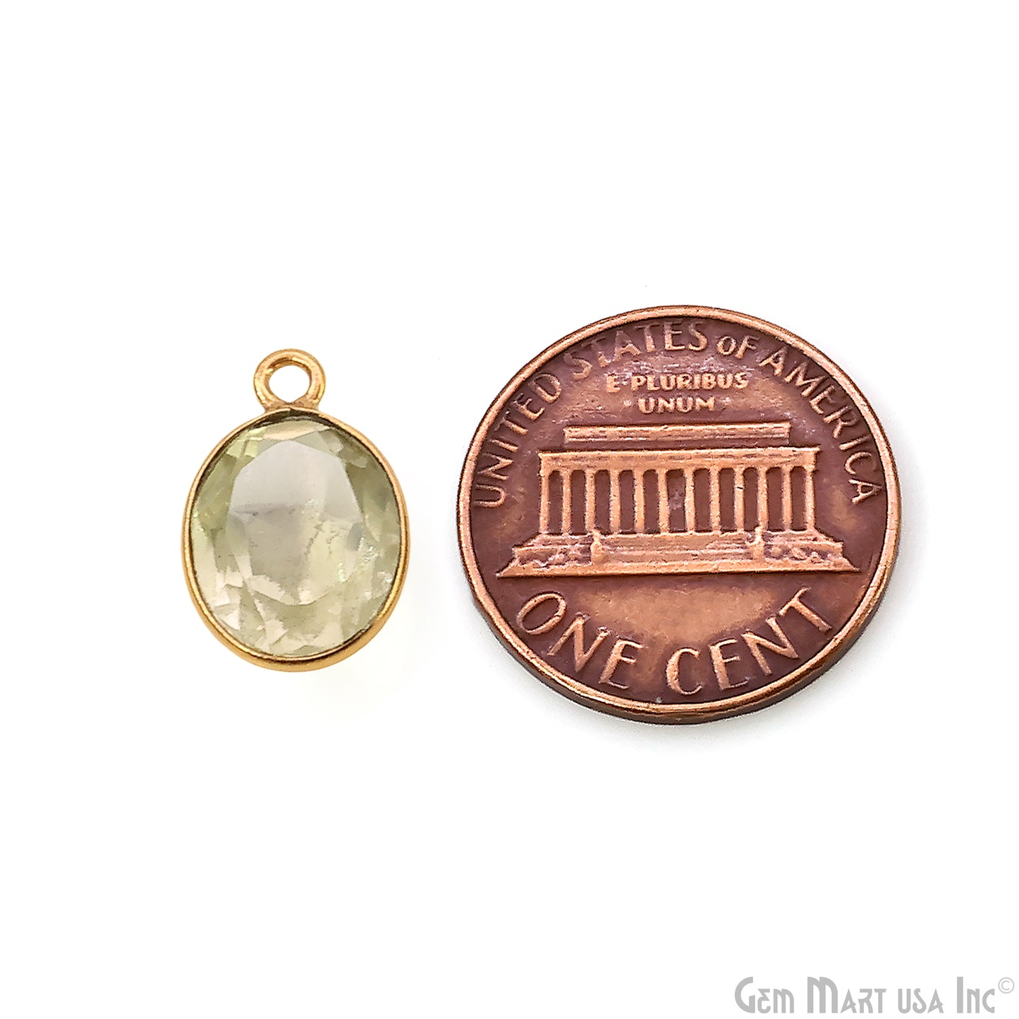 Oval 9x11mm Brilliant Cut Gold Plated Bezel Single Bail Connector