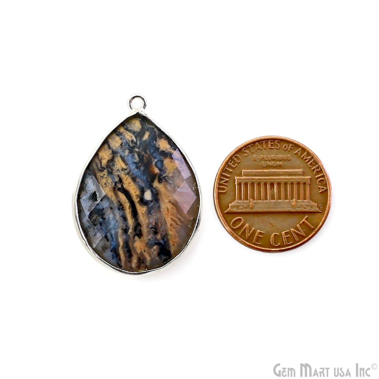 Pears 25x20mm Single Bail Silver Plated Gemstone Bezel Connector