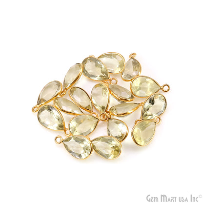 Pears 8x12mm Brilliant Cut Gold Plated Bezel Single Bail Gemstone Connector