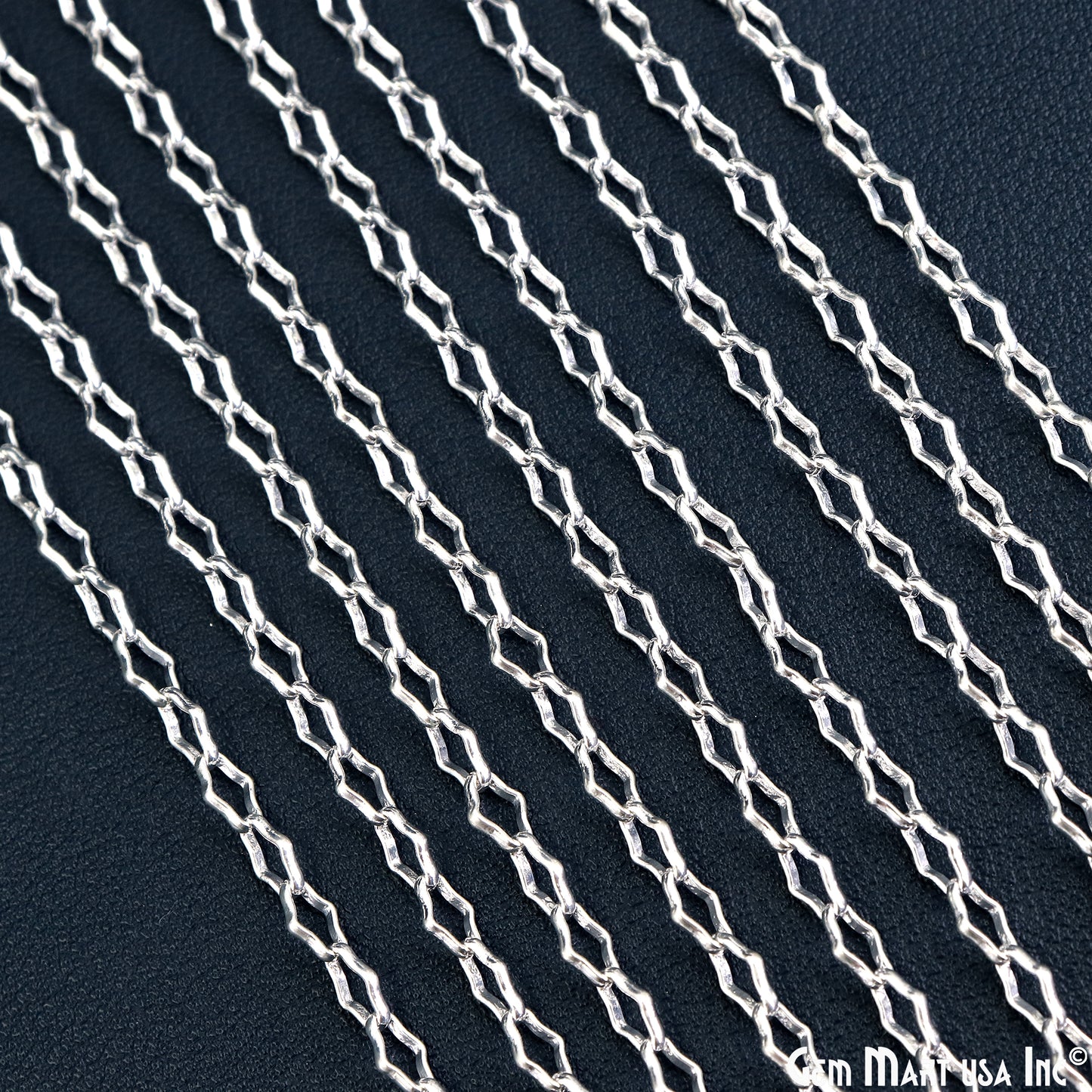 Finding Chain 6x4mm Silver Plated Station Rosary Chain